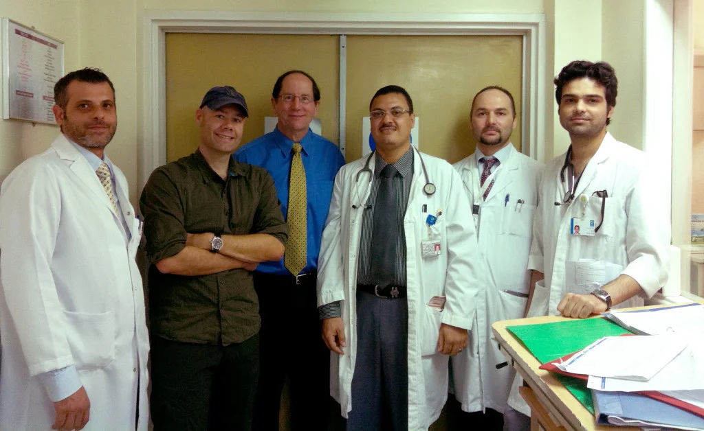 On a trip to Doha, Qatar, Dr. Daniel Lucey, third from left, meets with doctors and visits the MERS unit in the local hospital.