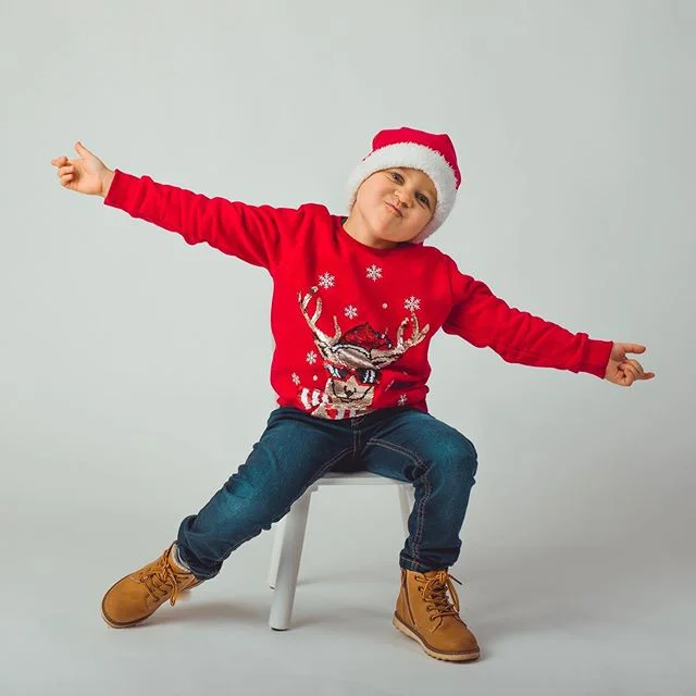 &quot;Wassup&quot;! Christmas is almost here. This is Felix and he can't wait! 🎅🏼😁What are you most looking forward to at Christmas?

#christmas #holidays #elf #photos  #myboy #wassup #red #christmasshirt &bull;
&bull;
&bull; &mdash;&mdash;&mdash;
