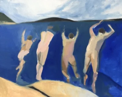 4 Swimmers (2), 2015. 22x28 inches, oil on canvas. (sold)
