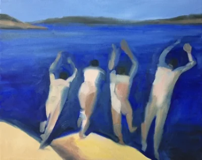 4 Swimmers (11), 2015. 16x20 inches, oil on canvas. (sold)