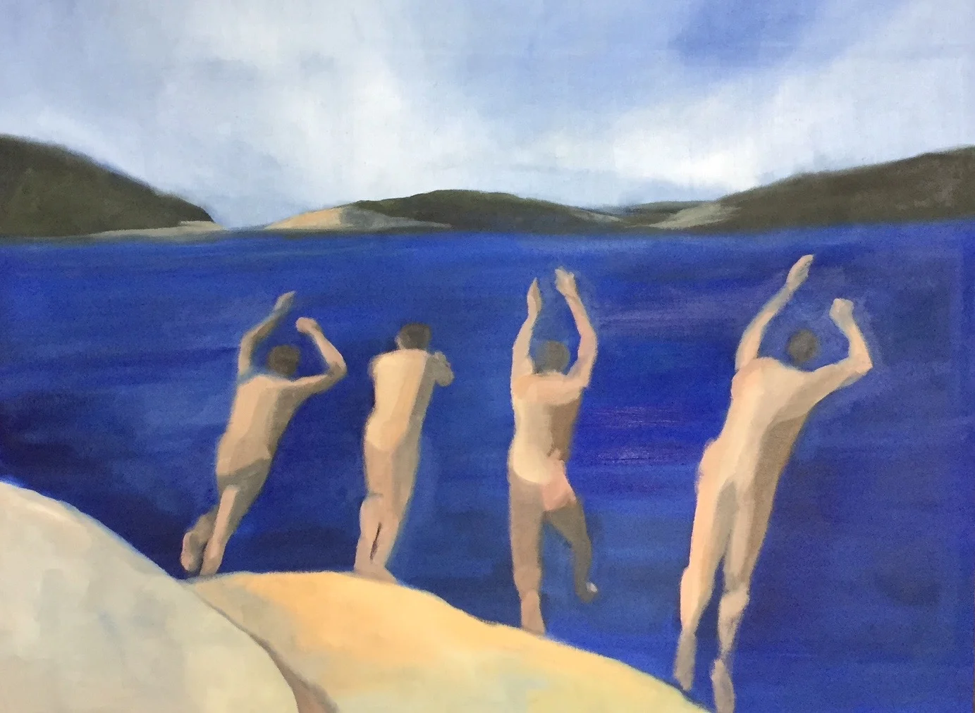 4 Swimmers (8), 2015. 36x48 inches, oil on canvas