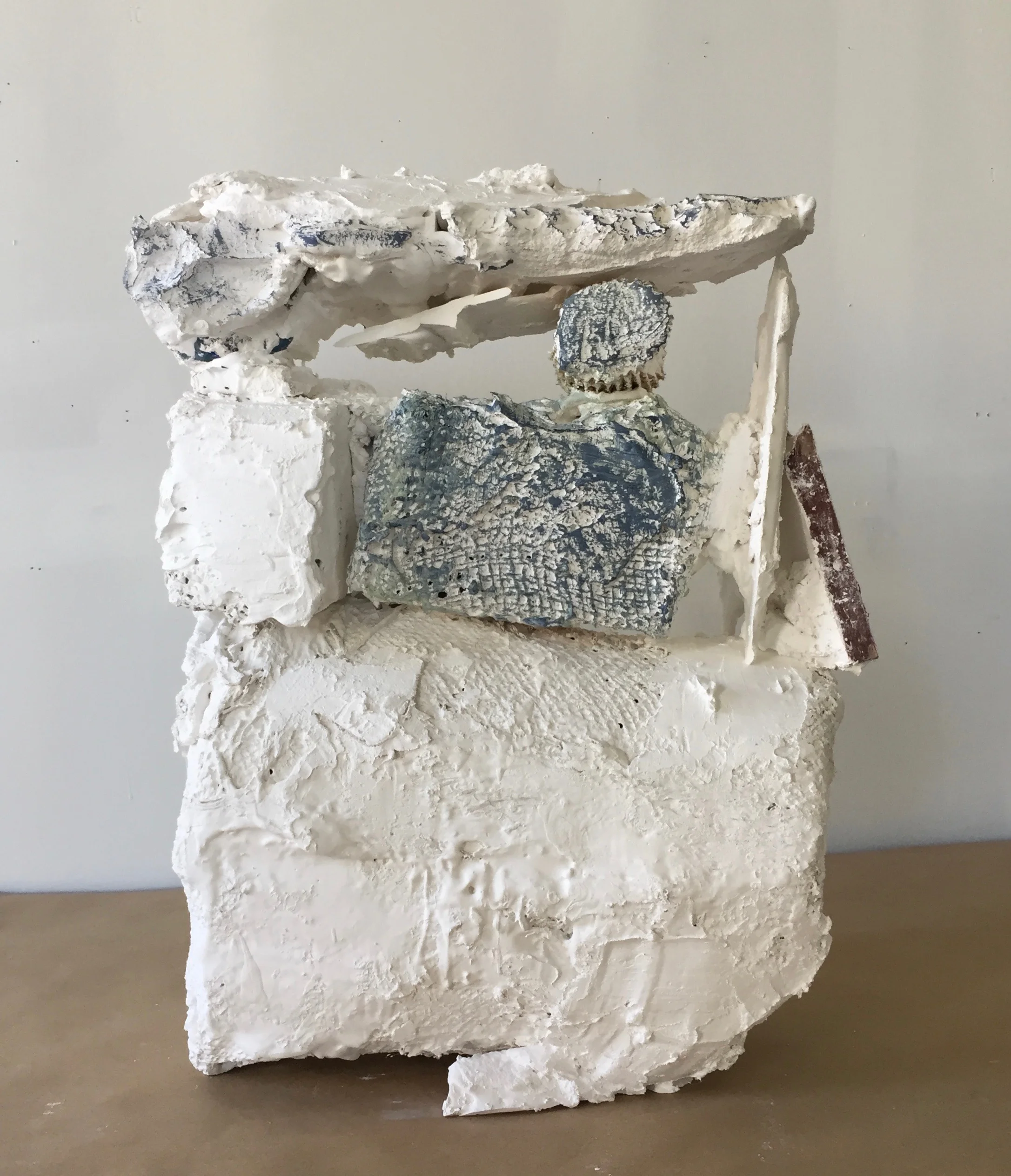 Steam, 2016. 19x15x8 in. Burlap, plaster, acrylic paint