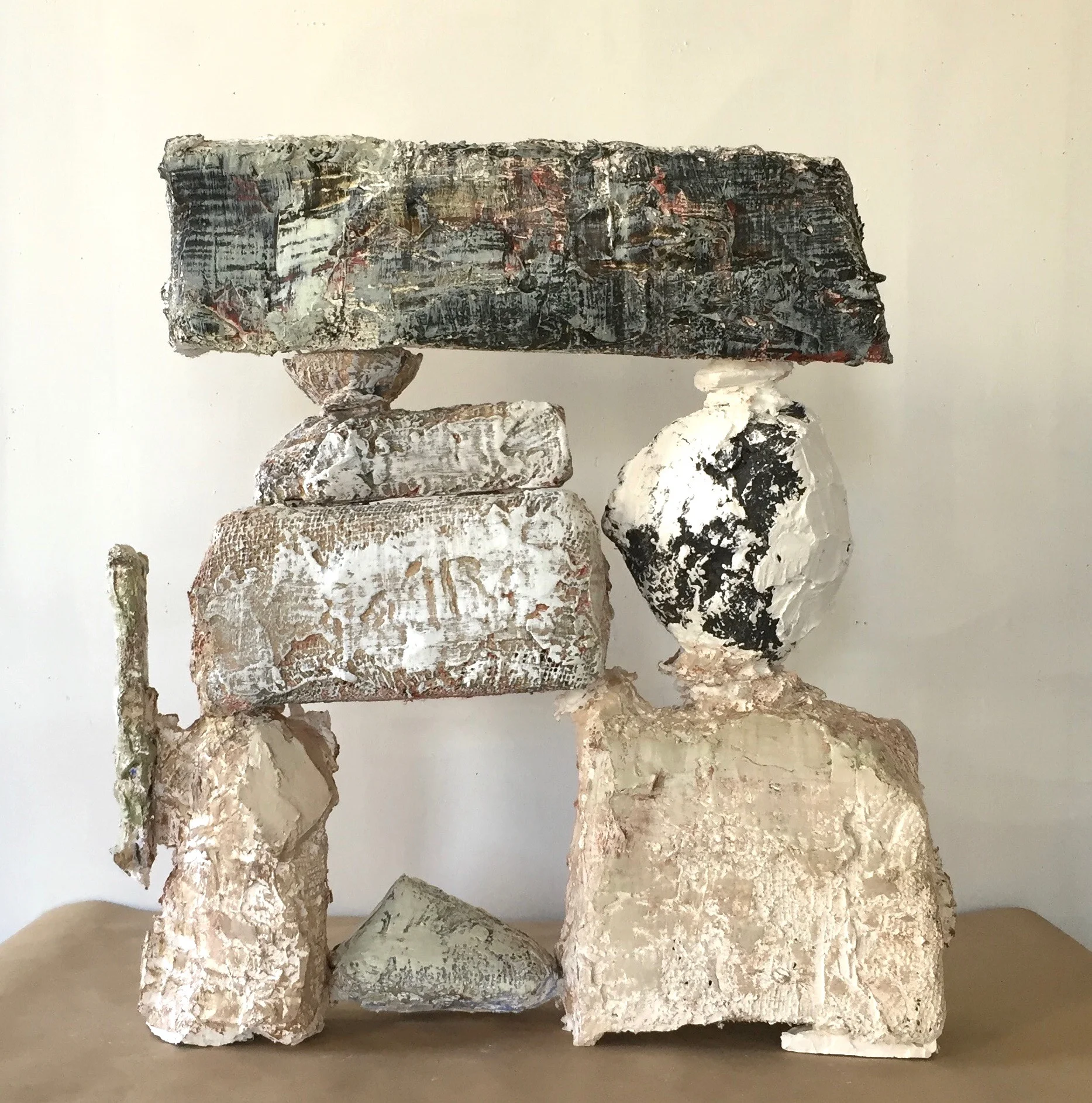Ask Me a Question, 2016. 32x30x7 in. Plaster, burlap, acrylic paint