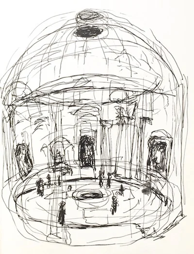Pen sketch of the inside of the Pantheon from my sketchbook