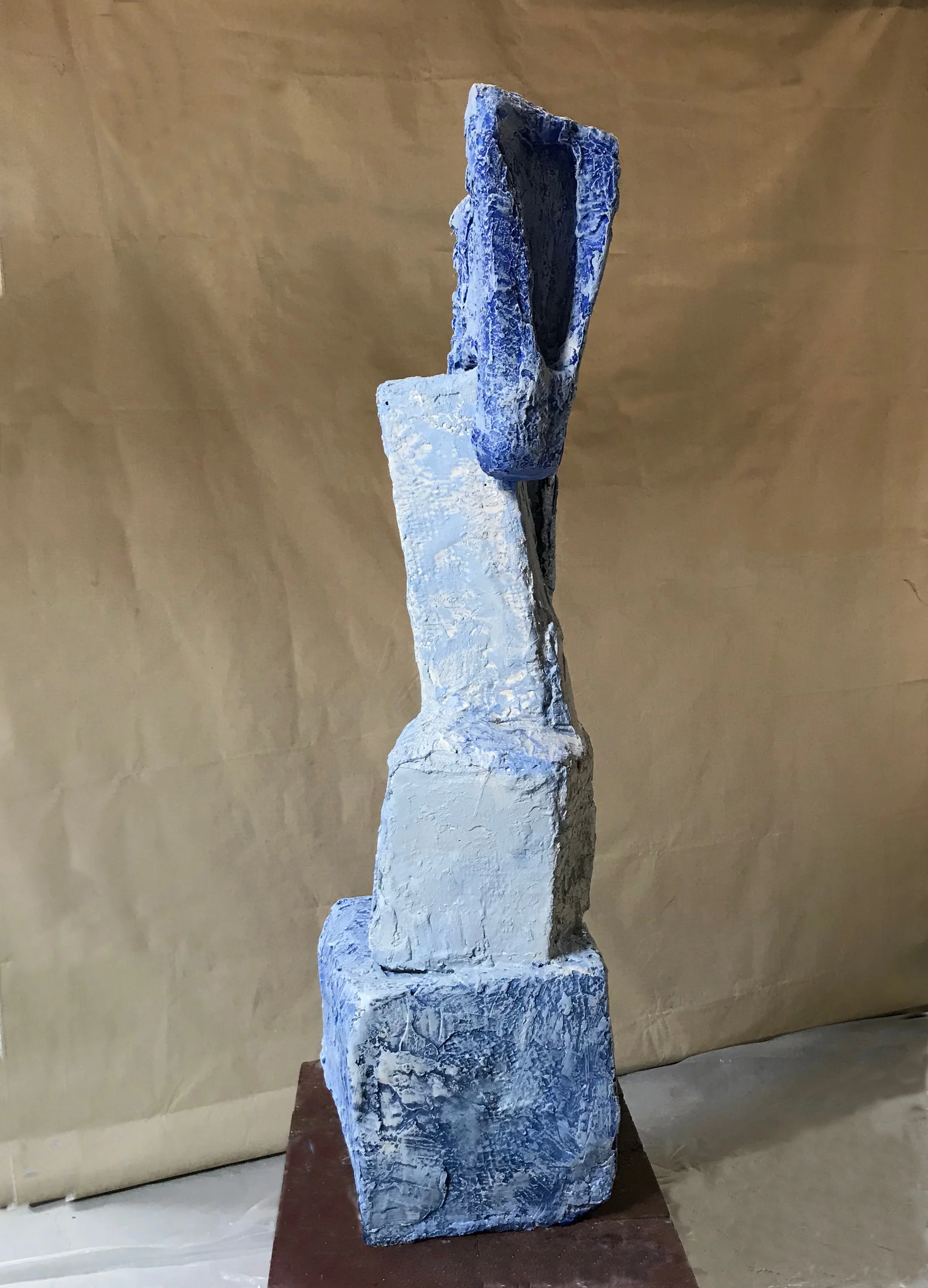 I Did Not Know, 2018. 60x16x16 in. plaster, burlap, acrylic paint