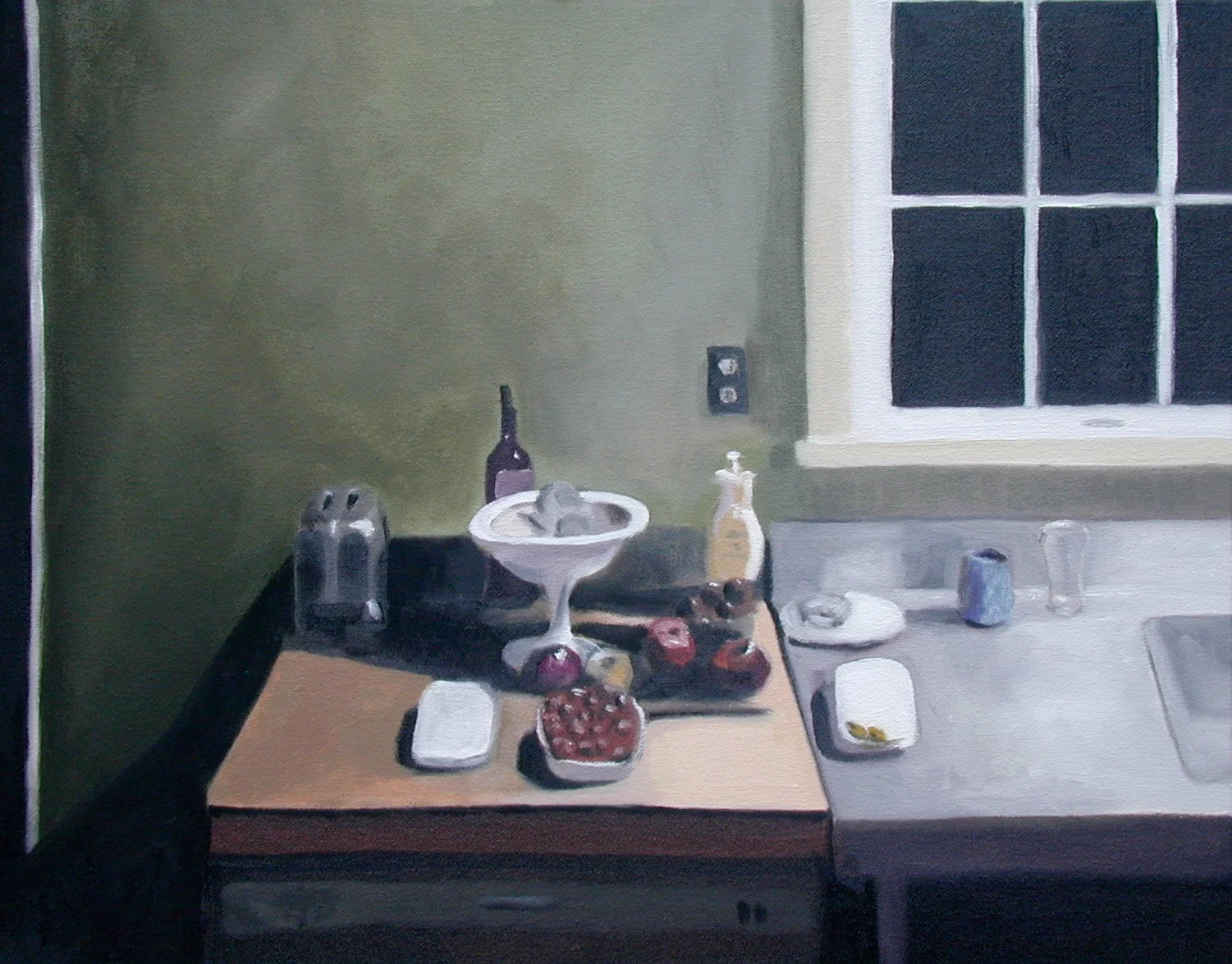 Night kitchen. 16 x 20 inches, oil on canvas. (sold)
