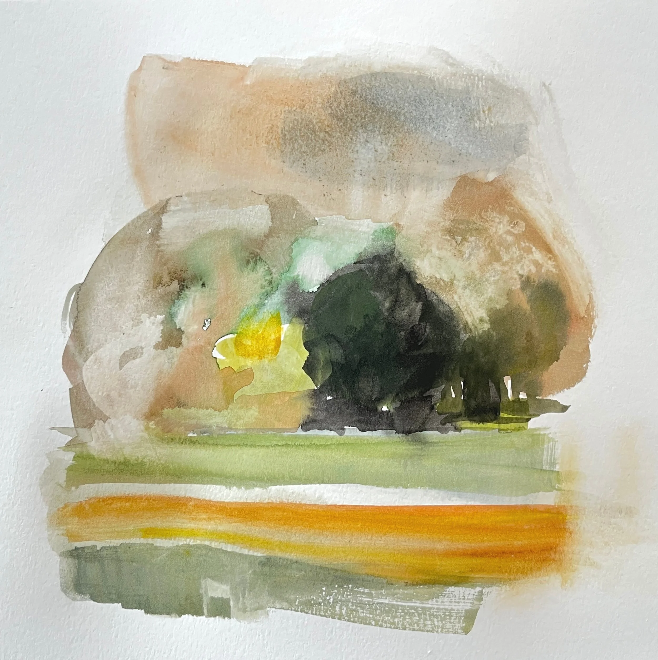 Um, Yes, 2022. 11x11 in. Watercolor