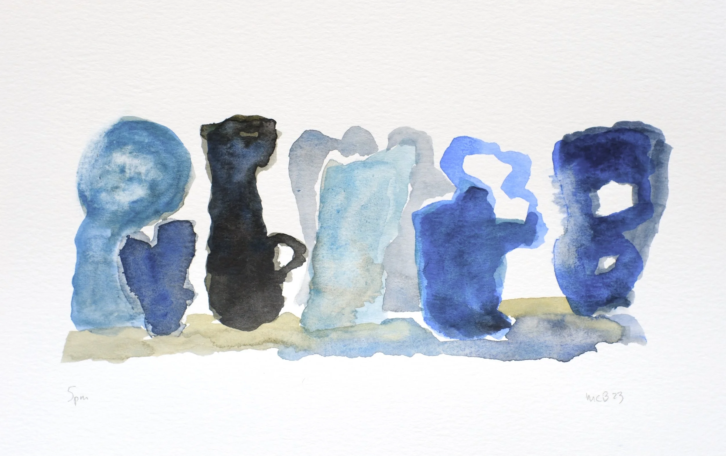 5pm, 2023. 9x12 in. Watercolor