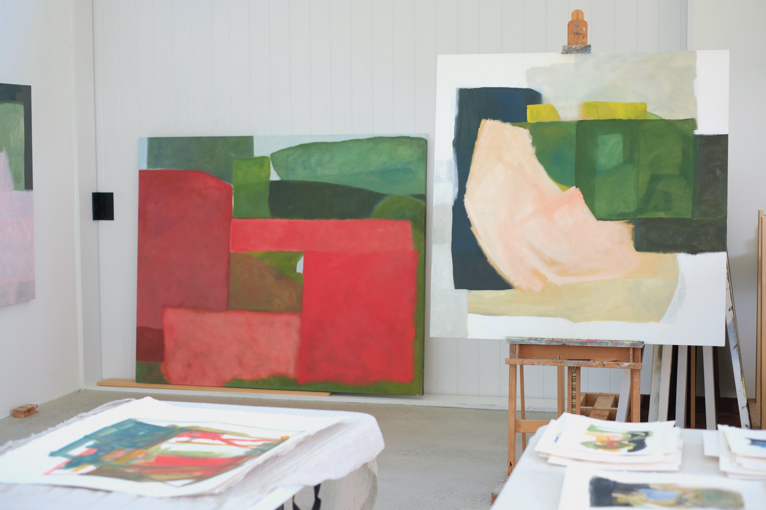 Paintings in the studio, June 2023