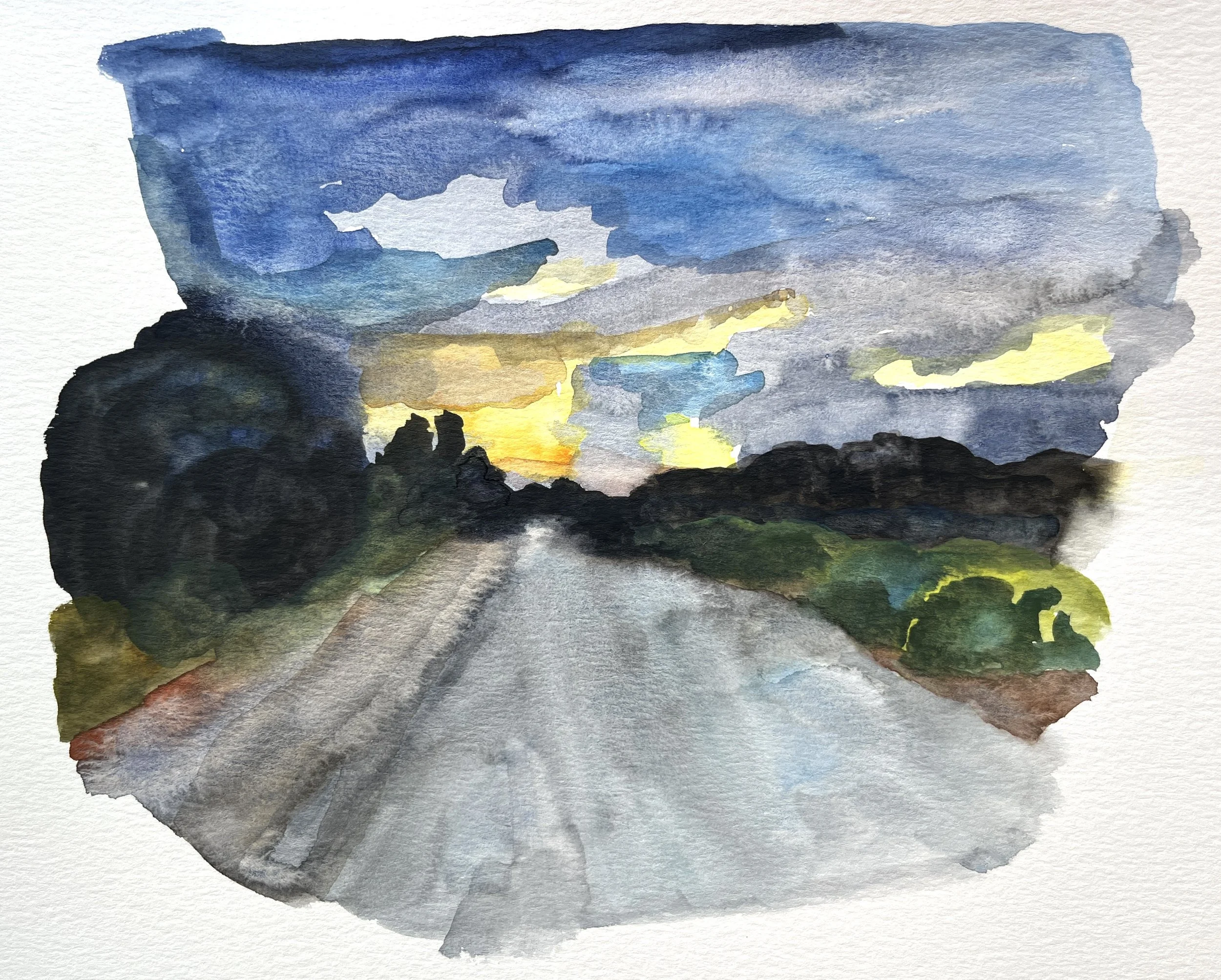 Road, 2023. 8x8 in. watercolor on paper