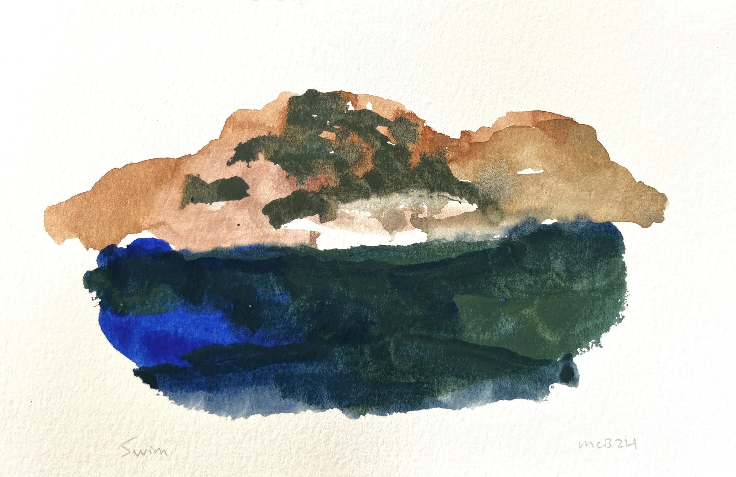 Swim, 2024. 5.5x8.5 in. watercolor