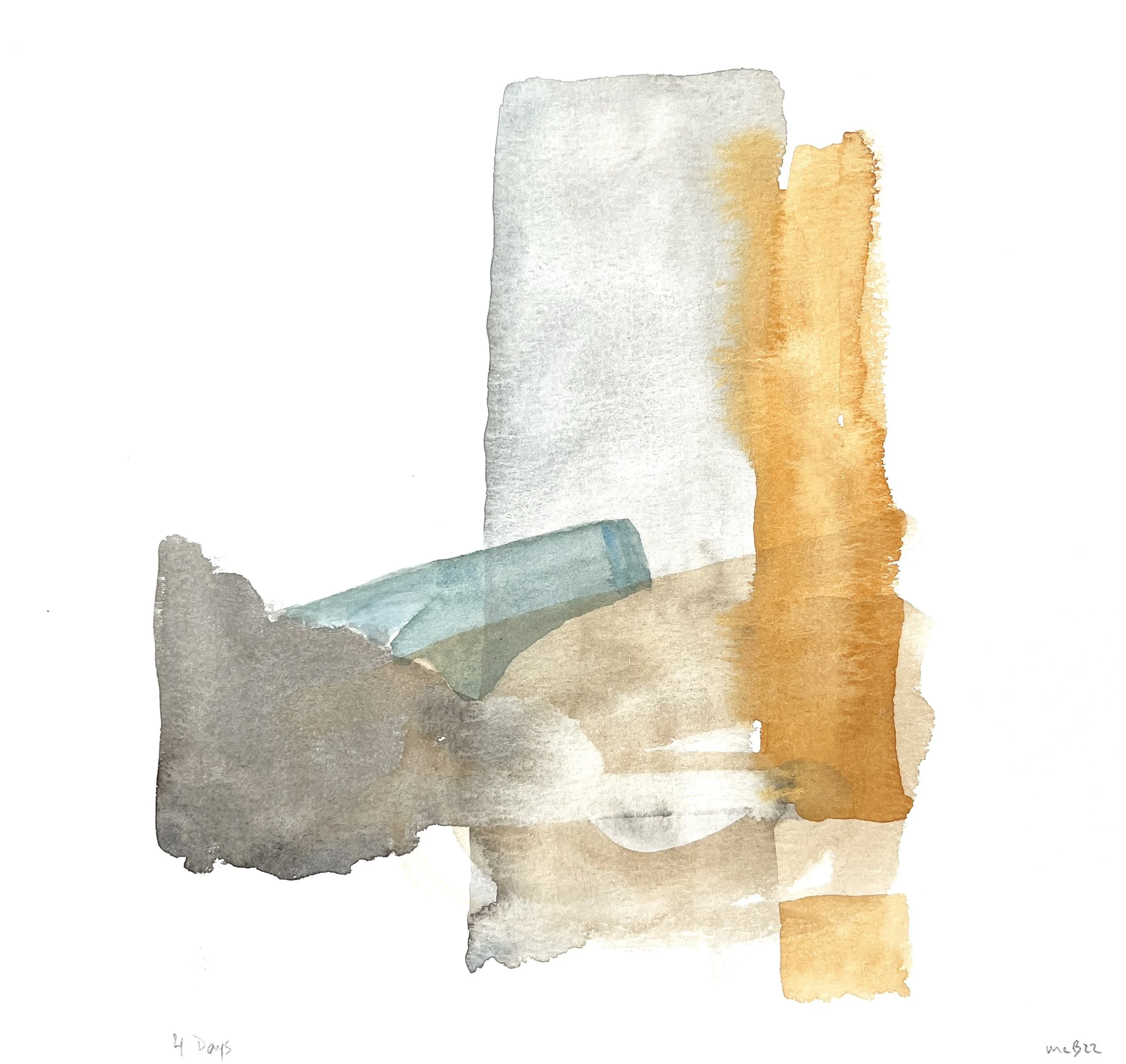 4 Days, 2022 9x9 in. watercolor