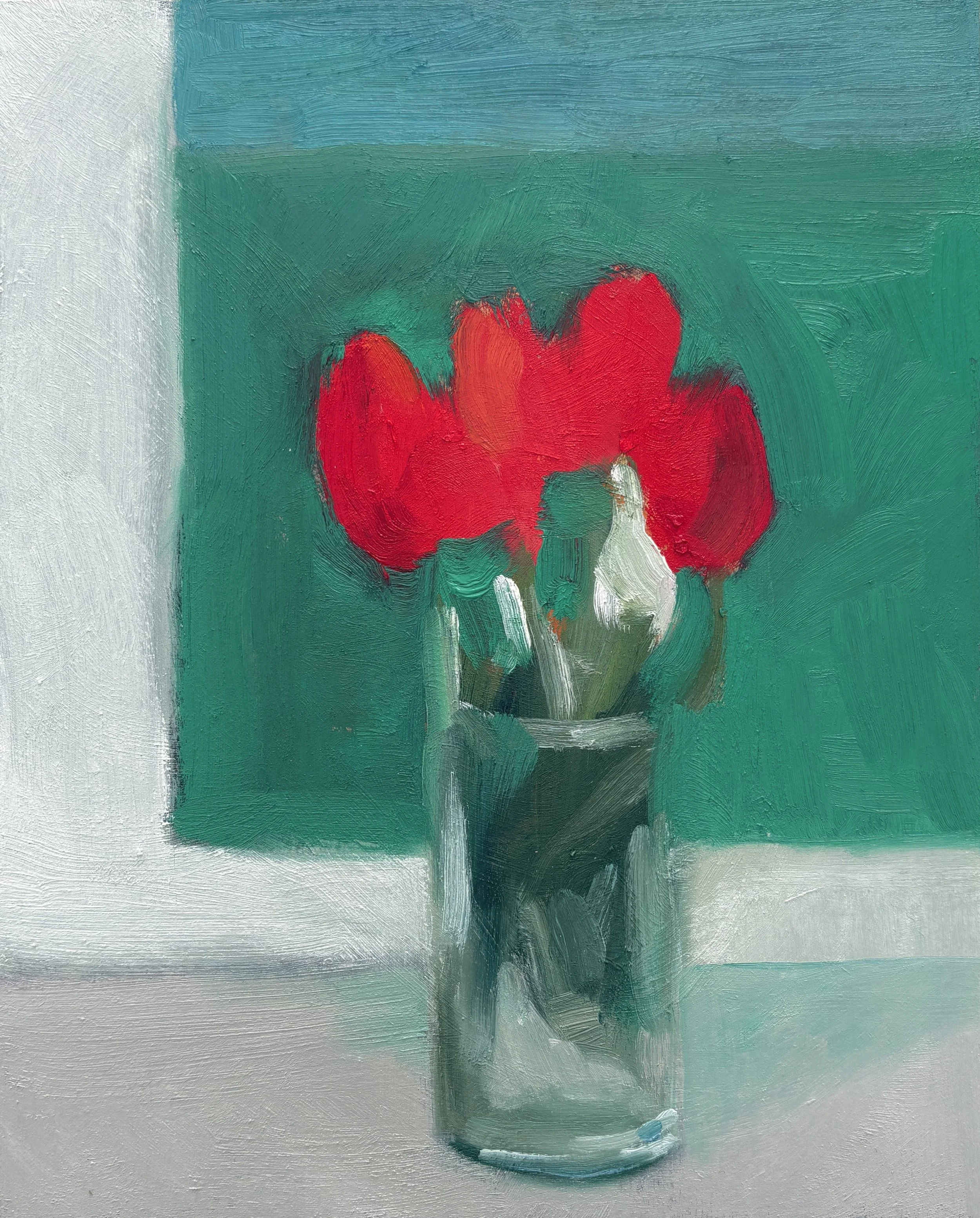 April Tulips, 2025. 10x8 in. oil on wood panel