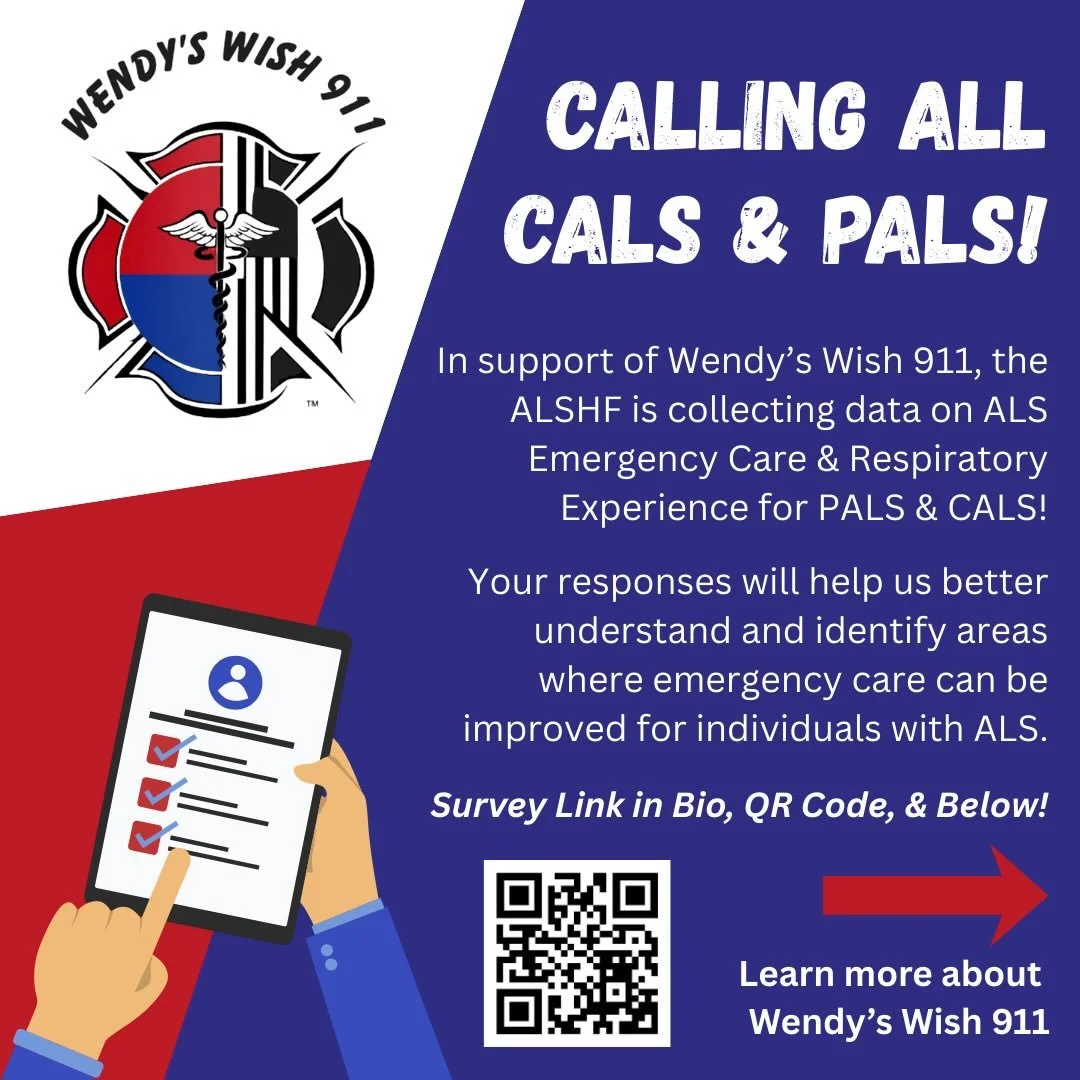 ‼️Wendy&rsquo;s Wish 911 and the ALS Hope Foundation are collecting data about the experiences of people living with ALS and their caregivers when interacting with emergency medical services (EMS) and emergency rooms (ER).

🚑 Your feedback will help