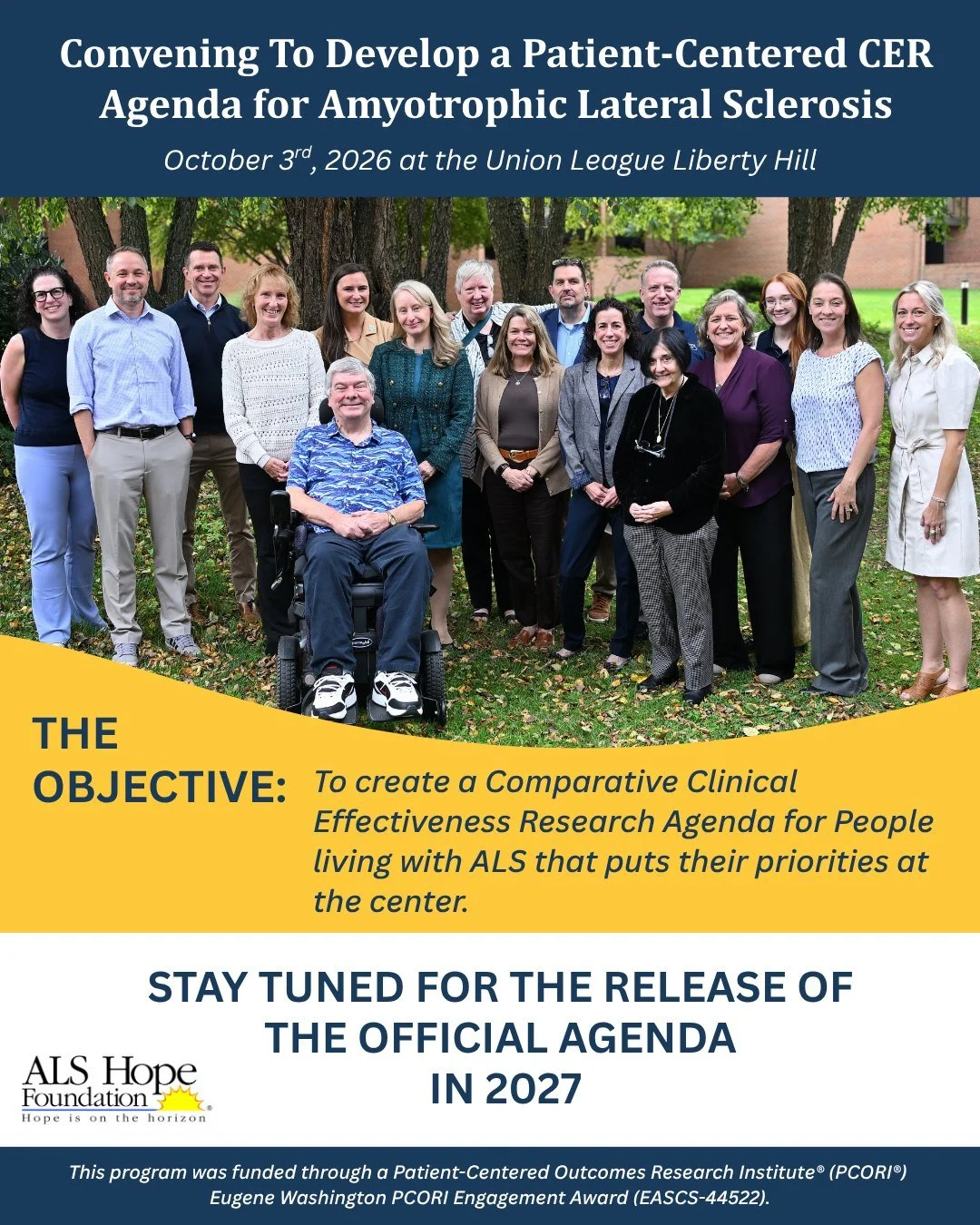 Earlier this month, stakeholders from our @pcori_org PCORI Institute Funded Engagement Award Program gathered to discuss our project "Convening to Devleop A Patitent Centered Resarch Agenda for ALS." This project developed a skilled communi