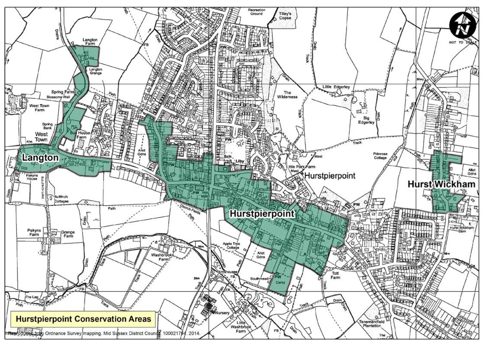 This map shows the conservation areas currently in Hurstpierpoint