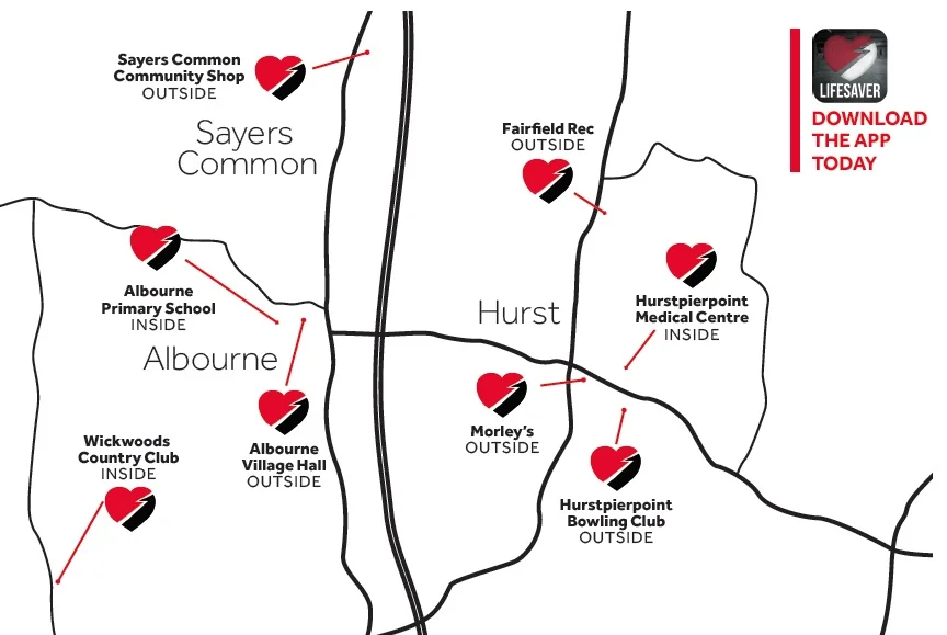 Public defibs in and around Hurstpierpoint