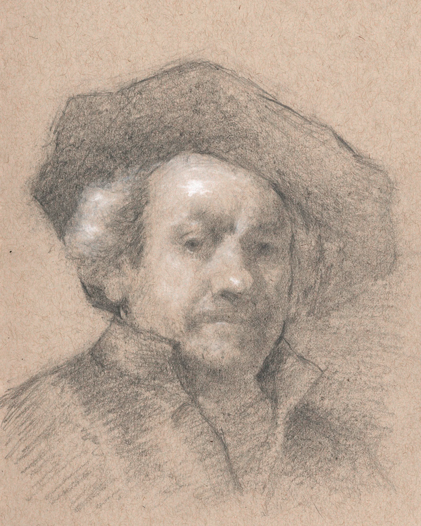 After Rembrandt Self Portrait Pencil and Chalk.jpg