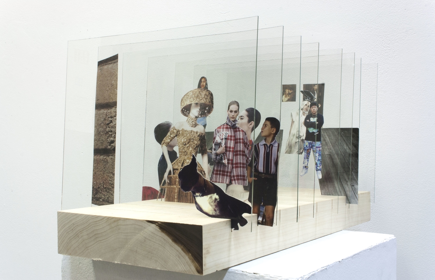After Velazquez, glass, found images, digital print, wood, 2014. 