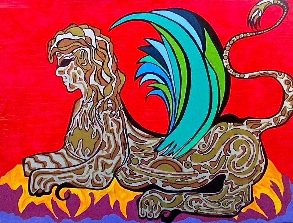 S.T. Gately-The Sphinx_30x40_Oil Based paint Marker on Canvas.jpg