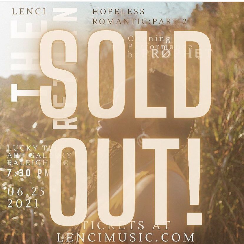 No surprise, it&rsquo;s sold out! If you were not lucky enough to grab a ticket to hear @lencipops_1 live at Lucky Tree, follow her page for future shows and check her out at Lencimusic.com

#raleighartist #raleighmusic #raleighnc #hopelessromantic #