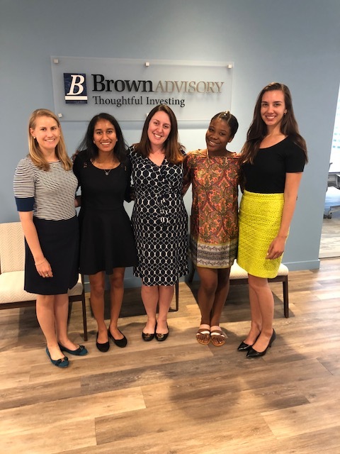 Brown Advisory Fellows from the Invest In Girls Boston Region after their final presentation at the Brown Advisory Boston offices with Brown Advisory staff.