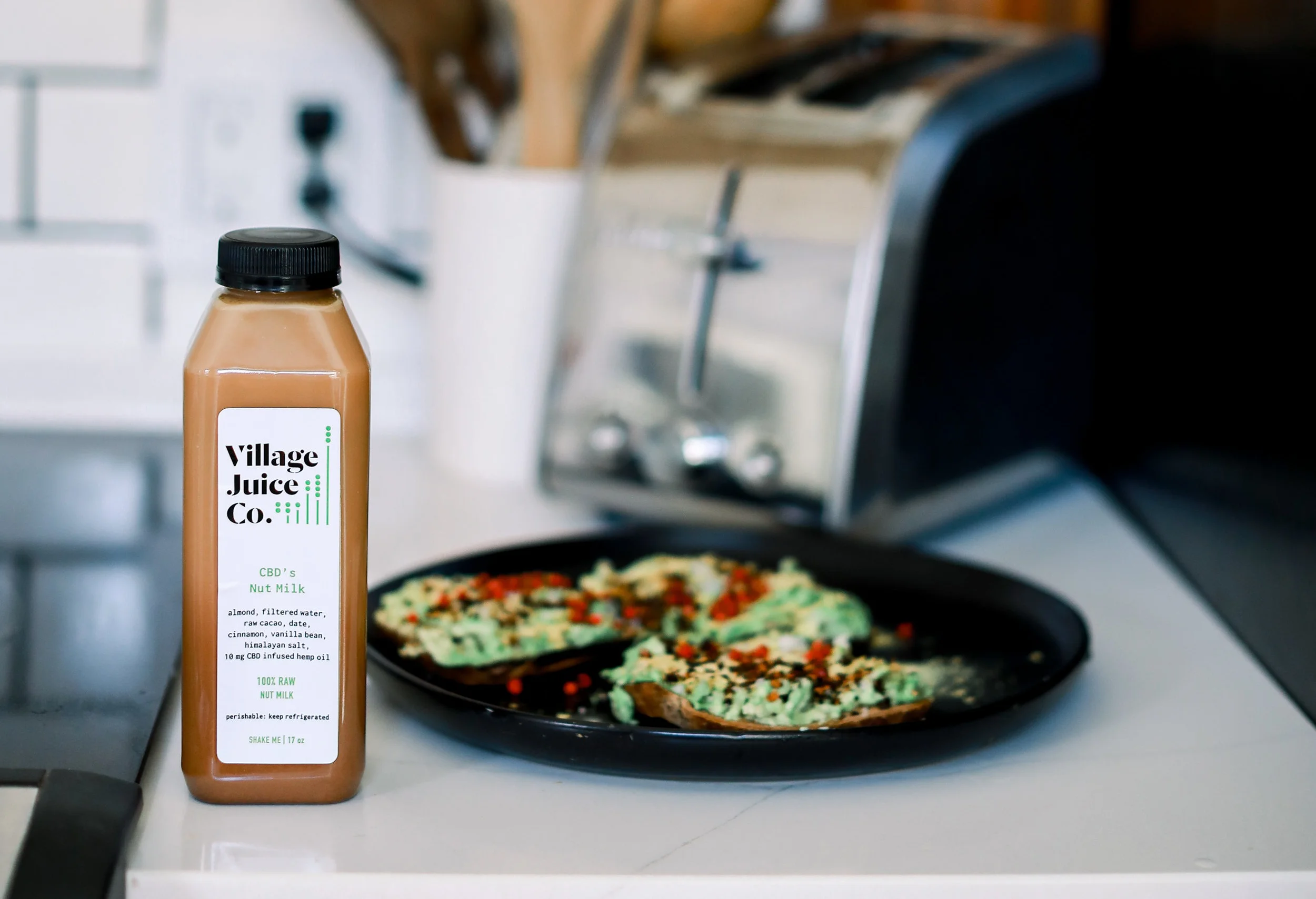 Some CBD Nut Milk and avocado toast - name a better duo 😏 Photo: Lindley Battle Photography