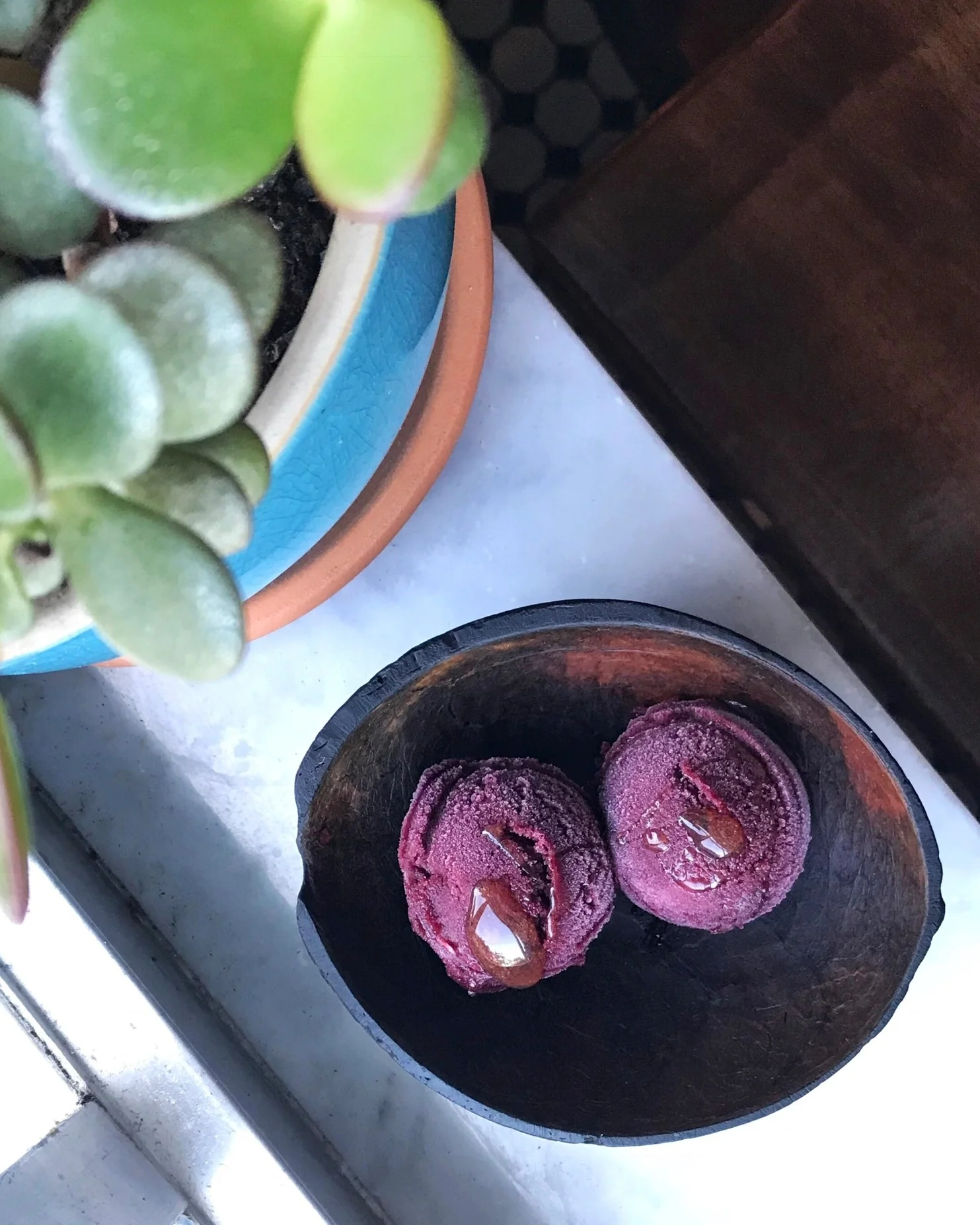 On the menu at Pinch: Blueberry Bronze Fennel Sorbet