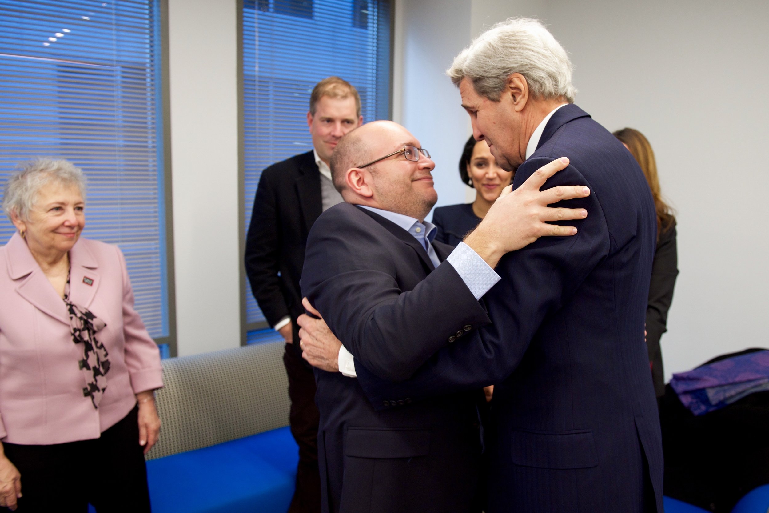  Secretary Kerry meets Jason Rezaian for the first time following his release in tandem with the Iran nuclear deal. 