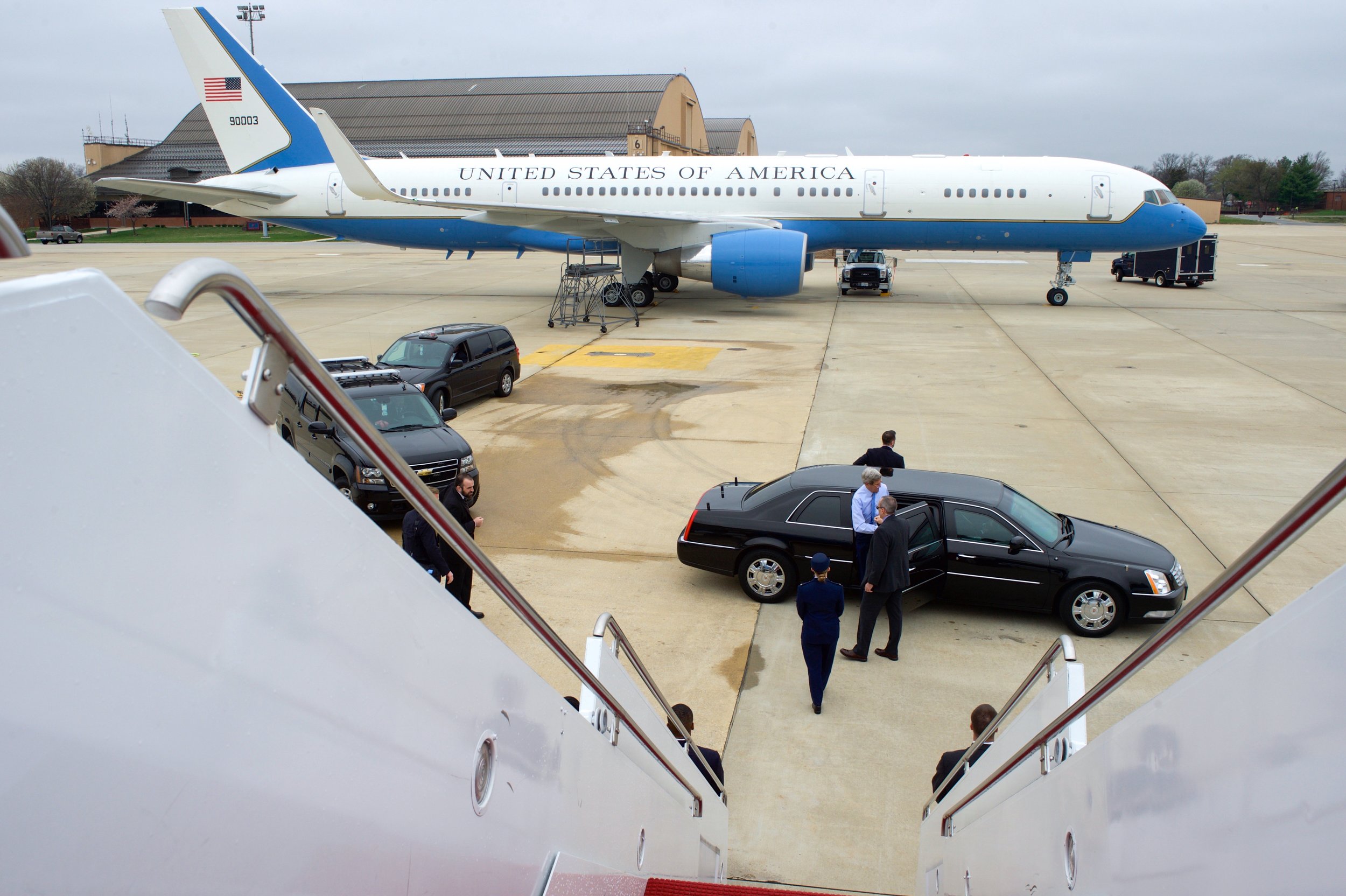  The start of a typical trip, with our backup plane at the ready at Andrews Air Force Base. 