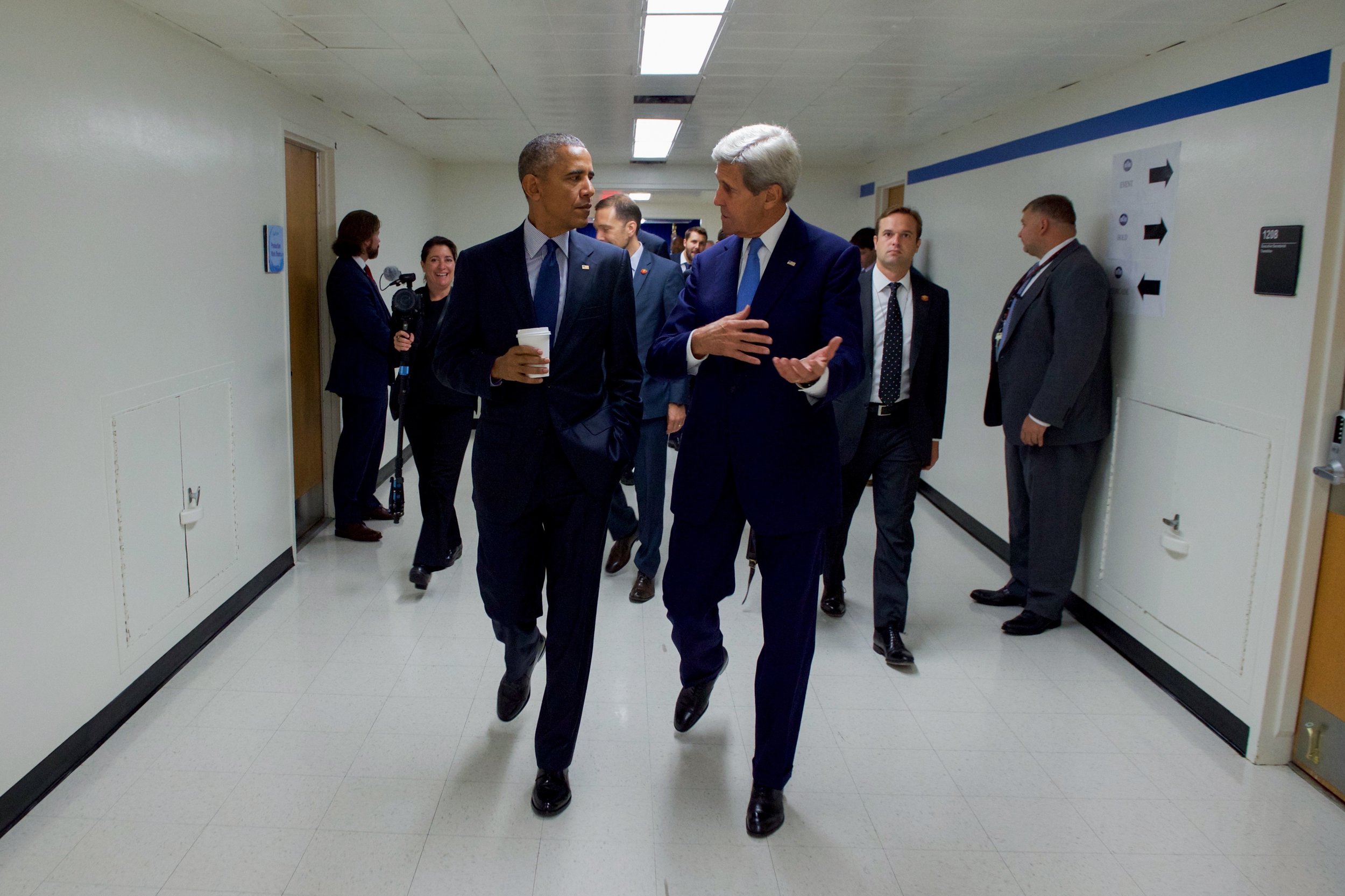  A chat with President Obama as he visited the State Department for a speech. 