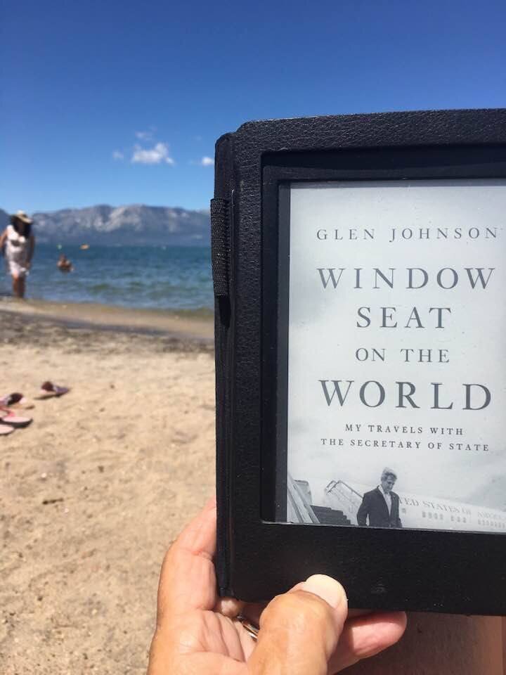  Ellen Lynch reads her Kindle version on the shore of Lake Tahoe, Calif. 