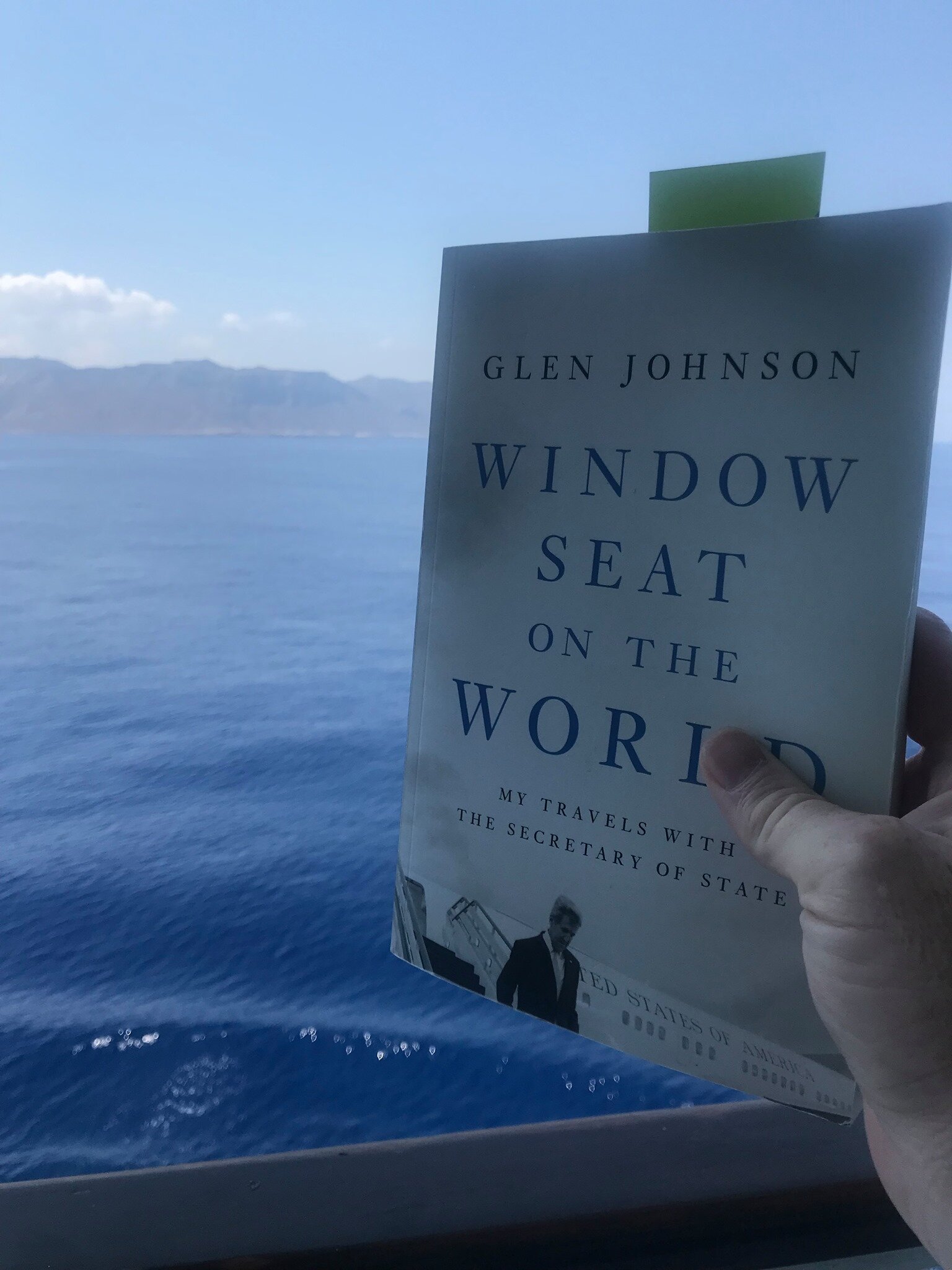  My friend Bill McCann shows off his Window Seat as he cruised through the Greek Isles. 