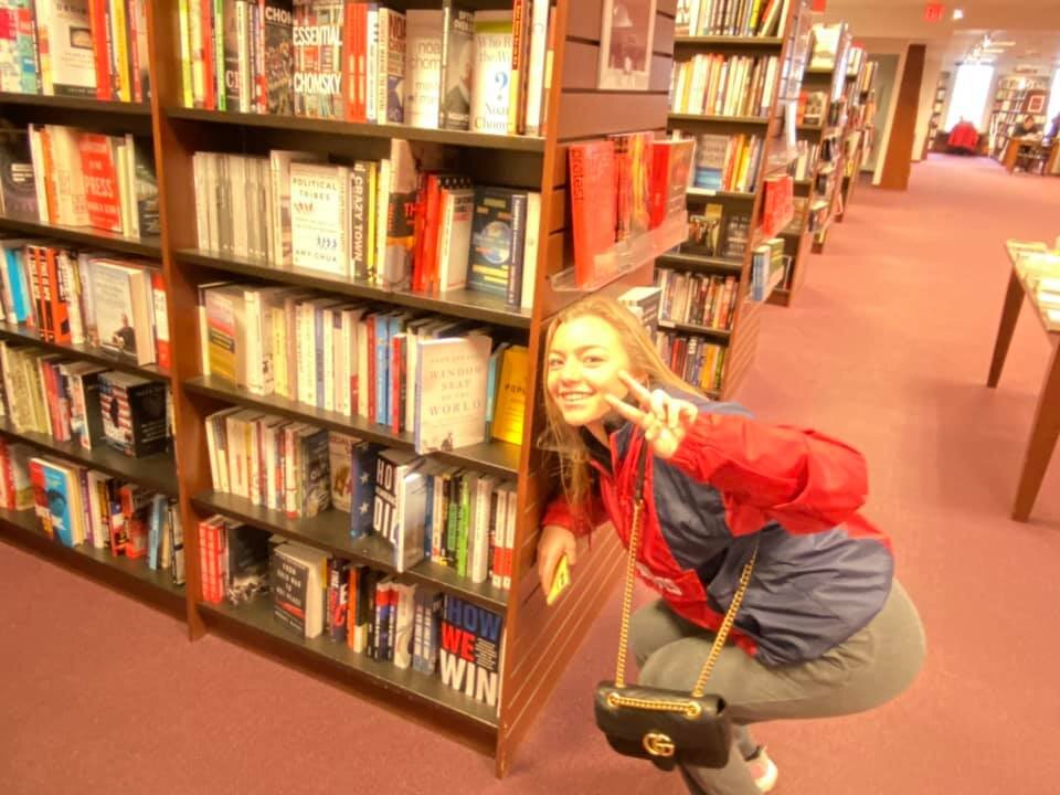  My niece Alexis Johnson with a copy at the Harvard Coop in Cambridge, Mass. 