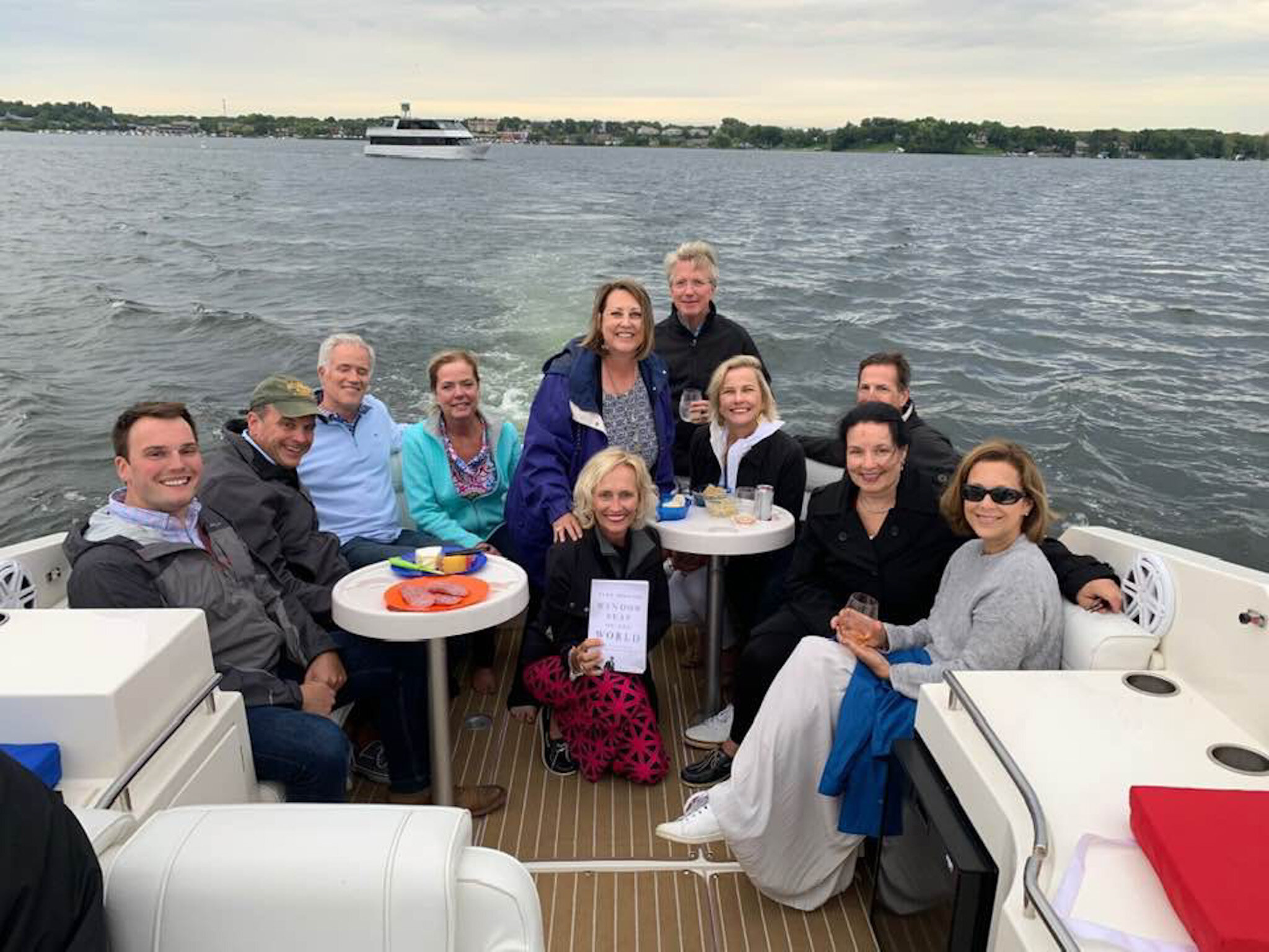  My Lawrence University sisters and their spouses take the book out for a reprise fall cruise. 