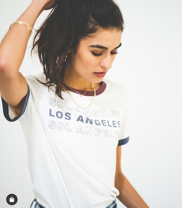 Vintage vibes in this @solangeles ringer tee 🙌🏽 // #solangeles #luxeloungewear #madeinla #tees #graphictee #vintagevibes #hassoncosta