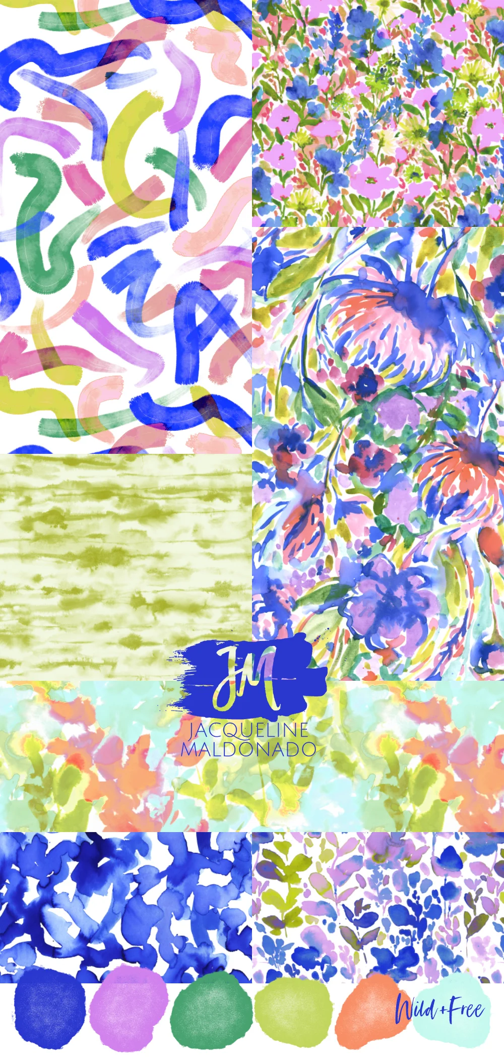 Maximal florals mixed with vibrant painterly watercolor prints.