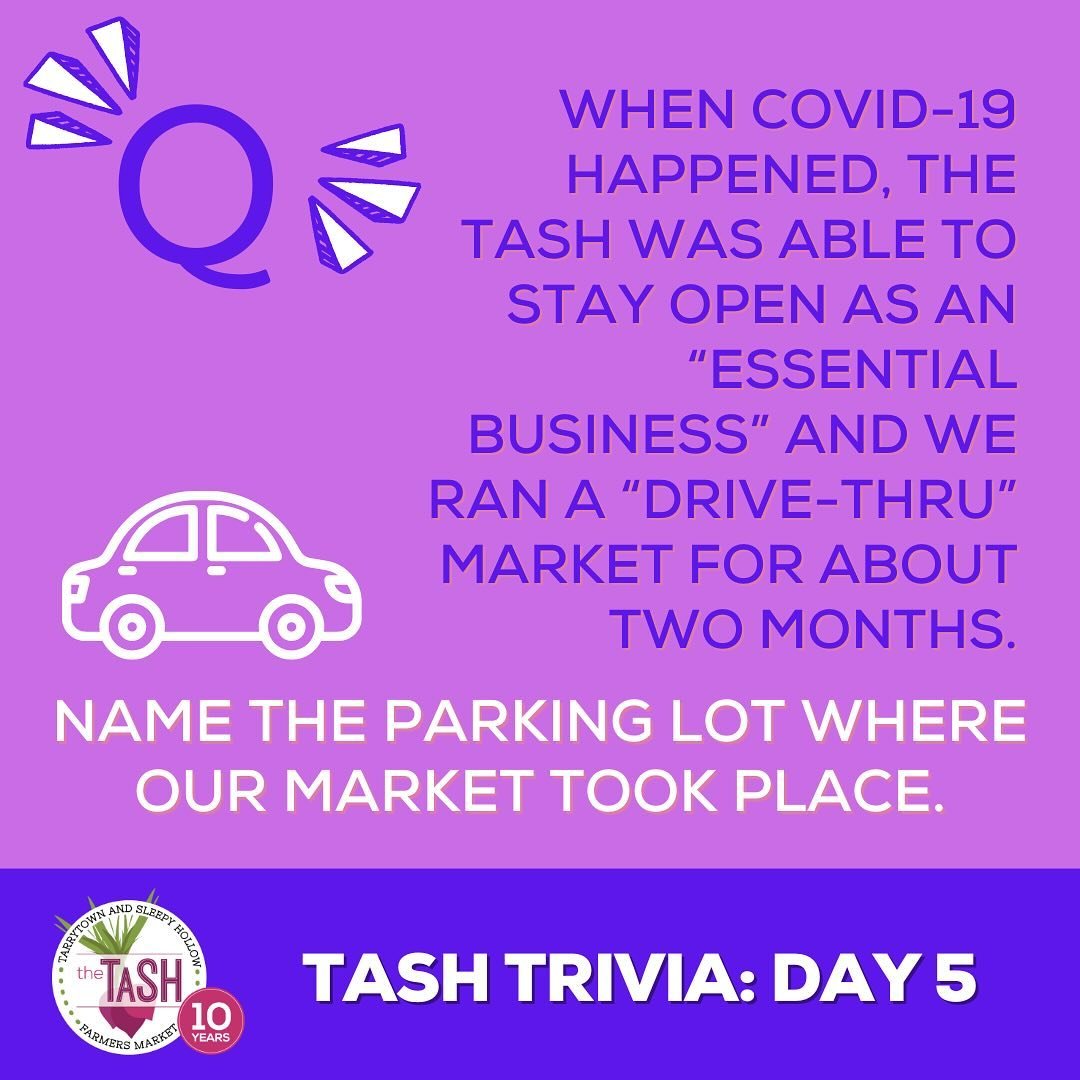 We&rsquo;re HALFWAY through with 🌟 TaSH Trivia 🌟 and we must be making the questions too hard because no one got yesterday&rsquo;s Q right! 🤣 See above for the answer!

Day 5 is worth $25 in TaSH Cash. Do you remember our drive-thru??? 🚗 🚗 🚗