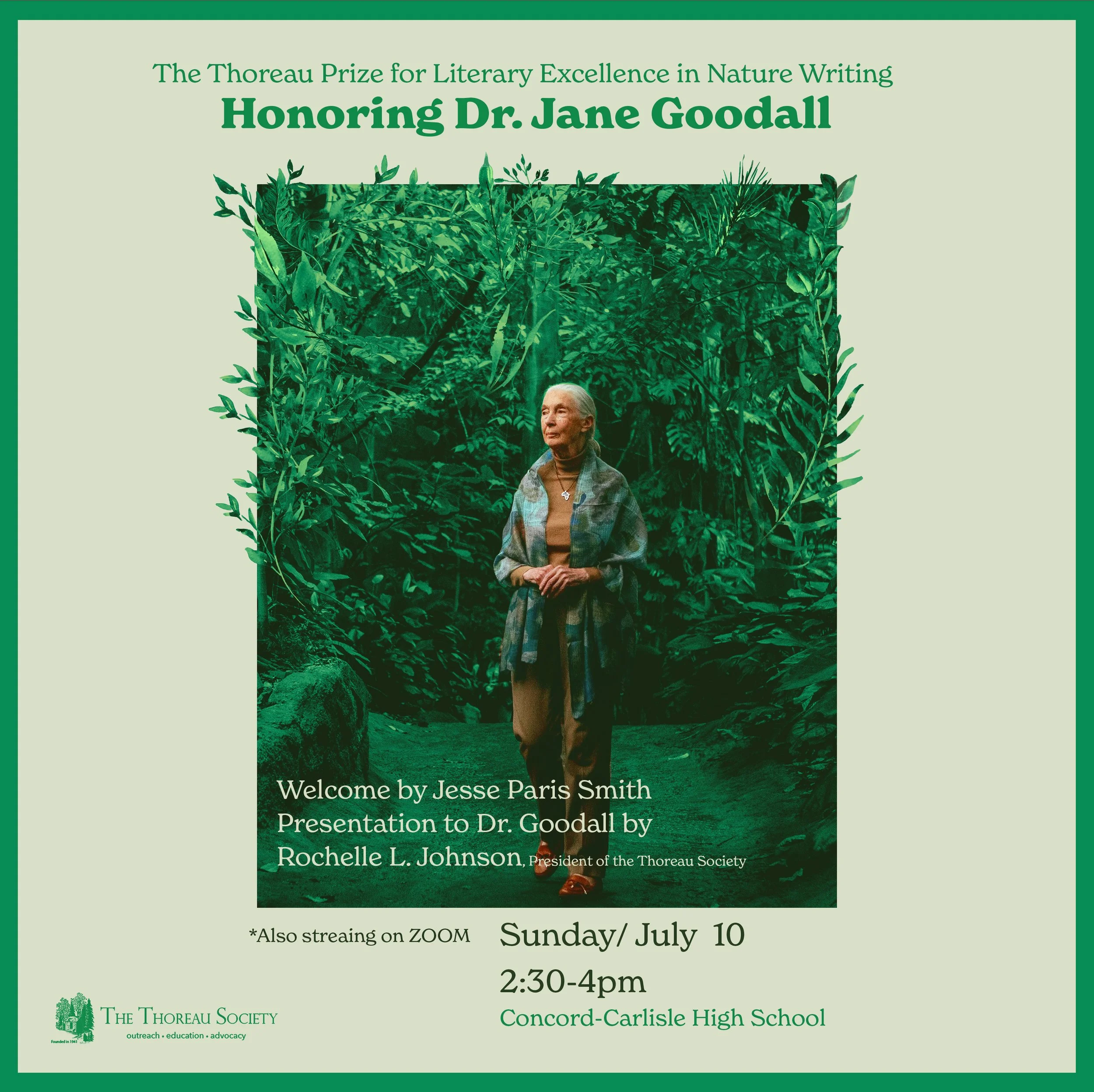 The Thoreau Prize for Literary Excellence in Nature Writing Honoring Dr. Jane Goodall