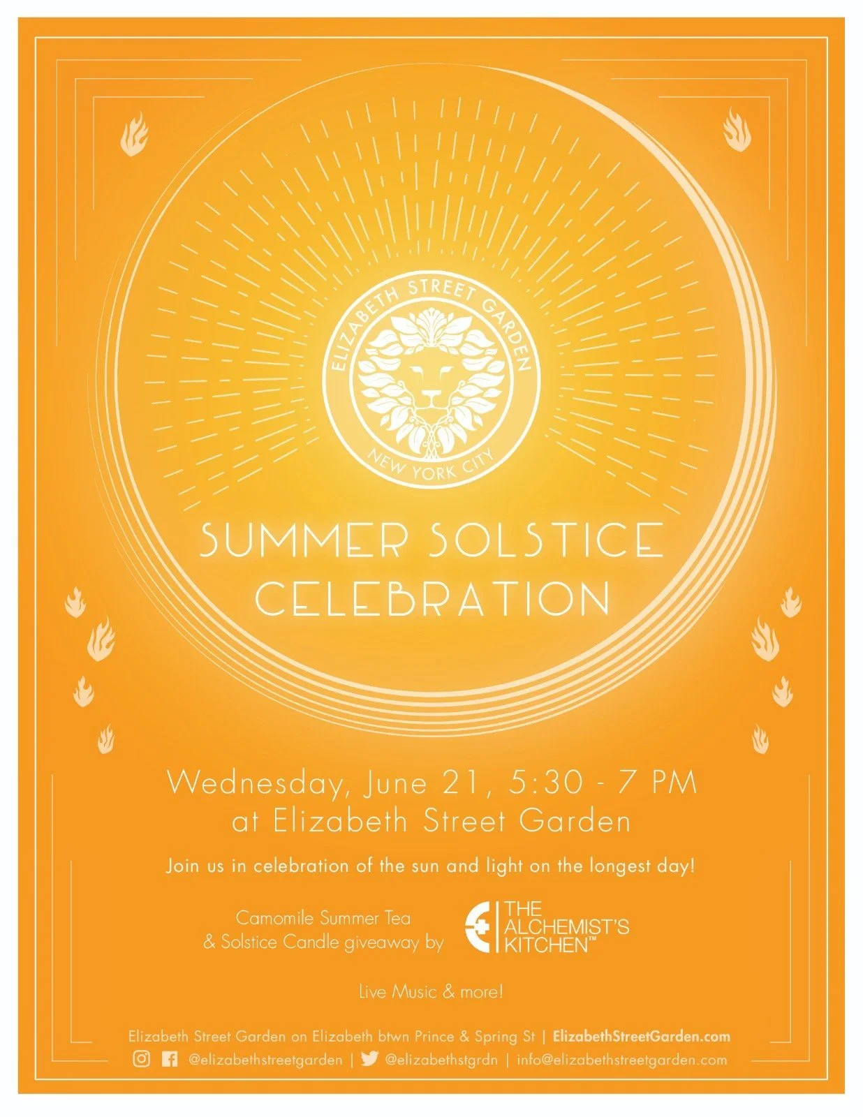 Summer Solstice Event Elizabeth Street Garden