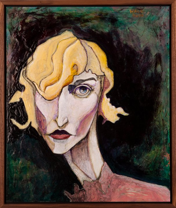"Hillary", acrylic and ink on masonite, 14" x 11"