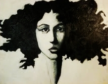 "Black Hair", 2009, acrylic on masonite, 20x20
