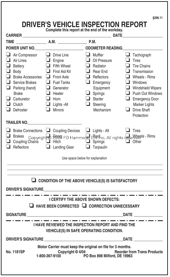 Fmcsa Implements New Procedures For Auditing The Daily Vehicle Inspection Report Dvir Western Cascade