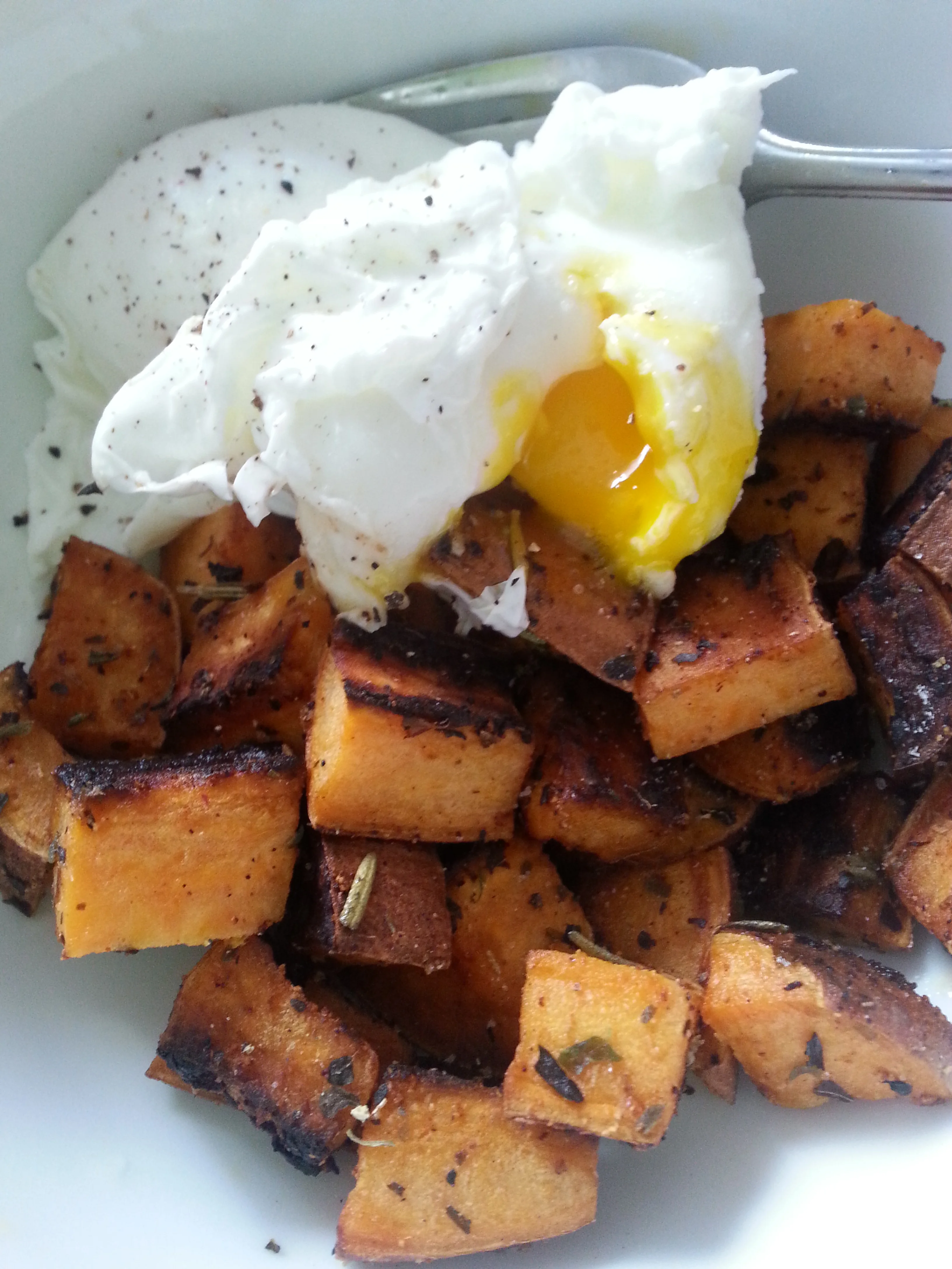 Sweet Potatoes with Poached Eggs