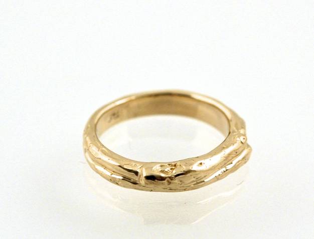 14K Yellow Gold Man's Twig Wedding Ring.