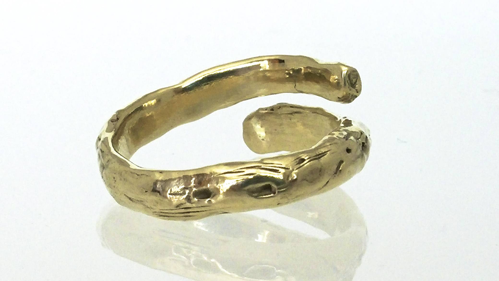 Custom 14K Yellow Gold, Twig Thumb Ring