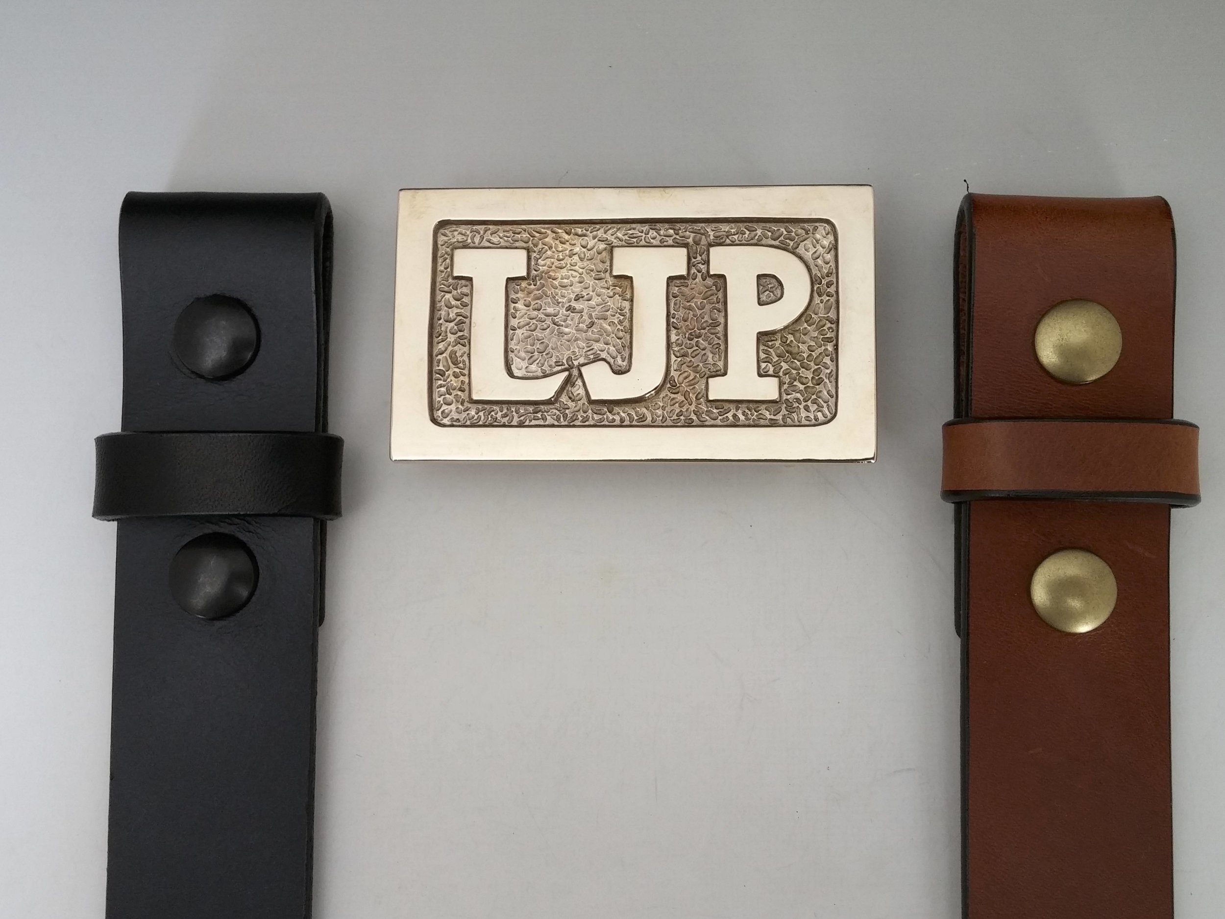 Coming soon with either a handmade black or chestnut belt. Ask for your custom, personalized initials belt.