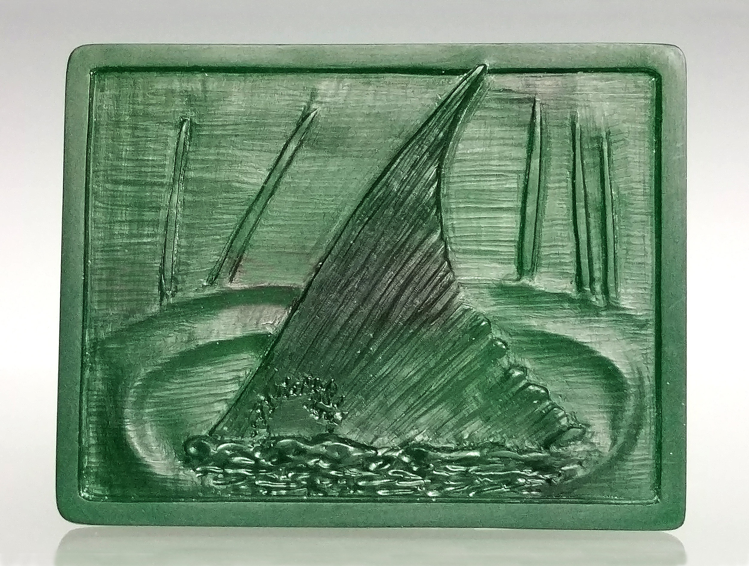 Hand carved wax model for Redfish Buckle