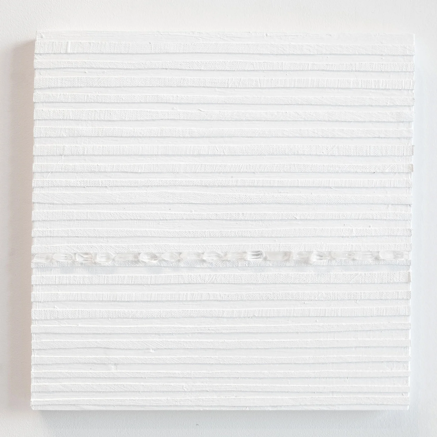 Crystal Cut Levitation #22 , 2019, Quartz crystal, acrylic and linen on wood panel 12 x 12 in (30.48 x 30.48 cm)