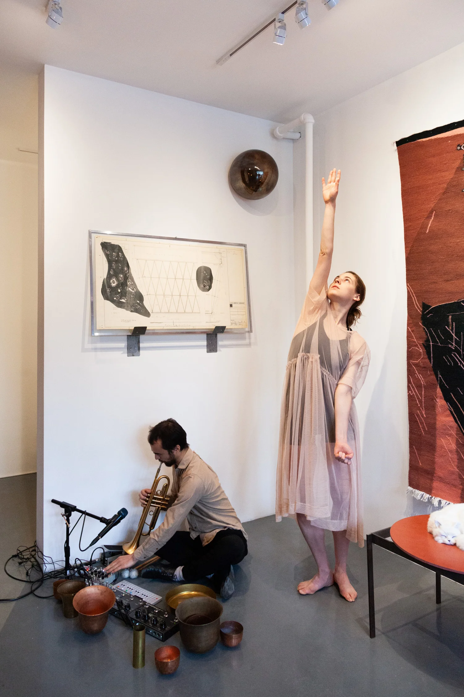 Sarah Entwistle with Rhys Tivey and Natalie Deryn Johnson, You shout first, and I will shout after, performance at signs and symbols, March 10, 2019